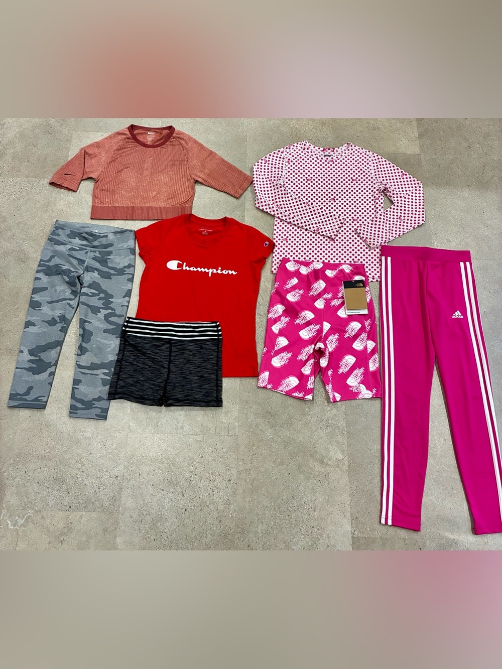 Girls NIKE/NORTH FACE/ATHLETA GIRL Leggings..Shorts & Shirts, sz Medium (8/10)